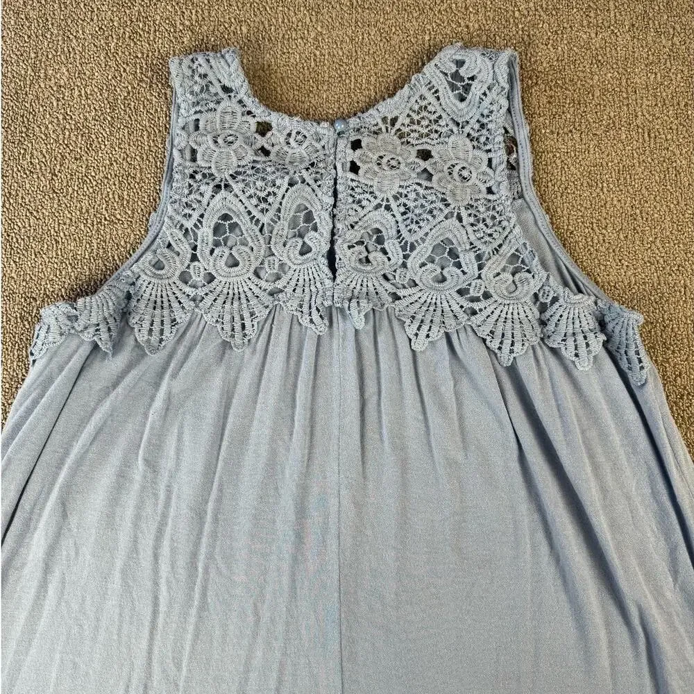 Xhilaration Top‎ Sleeveless Crochet Relaxed Fit Blue Size XL